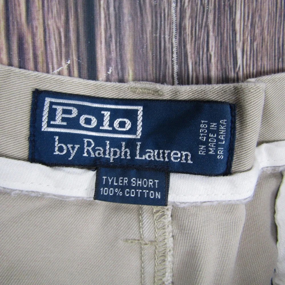 Polo Ralph Lauren Shorts Mens 36 Khaki Tyler Short Pleated Chino‎ Casual Cotton